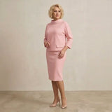 London Set™ mit Stehkragenbluse und vielseitigem klassischem Rock – Rosa