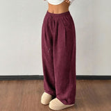 Sara™ Weite Hose aus Premium-Strick mit Struktur – Bordeaux