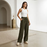 Sara™ Weite Hose aus Premium-Strick mit Struktur – Grün