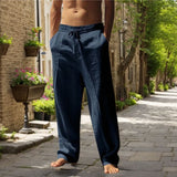 Oliver™ Baumwoll-Leinen-Hose mit elastischem Bund & verstellbarem Kordelzug – Dunkelblau