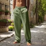 Oliver™ Baumwoll-Leinen-Hose mit elastischem Bund & verstellbarem Kordelzug – Grün