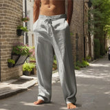 Oliver™ Baumwoll-Leinen-Hose mit elastischem Bund & verstellbarem Kordelzug – Grau