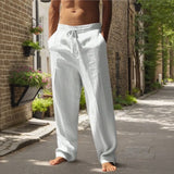 Oliver™ Baumwoll-Leinen-Hose mit elastischem Bund & verstellbarem Kordelzug – Weiß