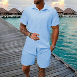 Hugo™ Premium-Set aus strukturiertem Stoff mit Button-up-Hemd – Hellblau
