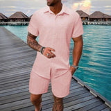 Hugo™ Premium-Set aus strukturiertem Stoff mit Button-up-Hemd – Rosa