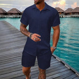 Hugo™ Premium-Set aus strukturiertem Stoff mit Button-up-Hemd – Dunkelblau
