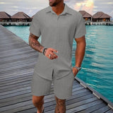 Hugo™ Premium-Set aus strukturiertem Stoff mit Button-up-Hemd – Grau