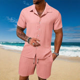Gael™ Eisseide-Set mit Kurzarmhemd und verstellbaren Shorts – Rosa
