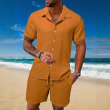 Gael™ Eisseide-Set mit Kurzarmhemd und verstellbaren Shorts – Orange