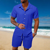 Gael™ Eisseide-Set mit Kurzarmhemd und verstellbaren Shorts – Blau