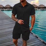 Hugo™ Premium-Set aus strukturiertem Stoff mit Button-up-Hemd – Schwarz