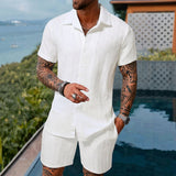 Hugo™ Premium-Set aus strukturiertem Stoff mit Button-up-Hemd – Weiß