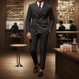 Maßgeschneiderter Monarch™-Anzug mit Kreidestreifen im Premium-Business-Stil – Schwarz