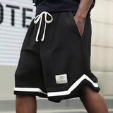 Ravi™ Premium-Shorts aus strukturierter Strickware mit verstellbarem Kordelzug – Schwarz