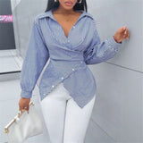 Zoe™ Wickelbluse aus Premium-Viskose mit Bindeband am Rücken – Blau
