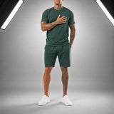 Bryan™ Basic-T-Shirt- und Shorts-Set mit Seitentaschen – Dunkelgrün