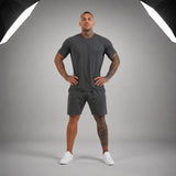 Bryan™ Basic-T-Shirt- und Shorts-Set mit Seitentaschen – Dunkelgrau