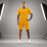 Bryan™ Basic-T-Shirt- und Shorts-Set mit Seitentaschen – Gelb