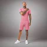 Bryan™ Basic-T-Shirt- und Shorts-Set mit Seitentaschen – Rosa