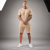 Bryan™ Basic-T-Shirt- und Shorts-Set mit Seitentaschen – Khaki