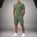 Bryan™ Basic-T-Shirt- und Shorts-Set mit Seitentaschen – Hellgrün