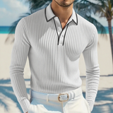 Castellan™-Poloshirt mit Langen Ärmeln, Kontrastierendem Kragen und Hochwertiger Verarbeitung – Weiß