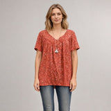 Lisboa™ Bluse aus Premium-Viskose mit V-Ausschnitt – Rot