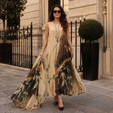 Florenza Kleid & Sheer Overlay Set / Mühelose, vielseitige Eleganz für alle Jahreszeiten! – Khaki mit Braun