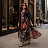Florenza Kleid & Sheer Overlay Set / Mühelose, vielseitige Eleganz für alle Jahreszeiten! – Schwarz