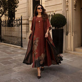 Florenza Kleid & Sheer Overlay Set / Mühelose, vielseitige Eleganz für alle Jahreszeiten! – Burgunderrot
