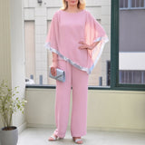 Lola™ Set Oversize-Bluse mit kontrastierendem silbernen Detail und Palazzohose – Rosa