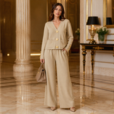Altesse™ Set Mit Goldenen Knöpfen und Weiter Pantalonhose – Khaki