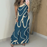 Alurea™ One-Shoulder Kleid mit Moderner Kunstprint-Optik – Blau