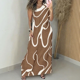 Alurea™ One-Shoulder Kleid mit Moderner Kunstprint-Optik – Braun