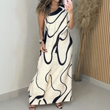 Alurea™ One-Shoulder Kleid mit Moderner Kunstprint-Optik – Beige