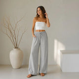 Lavinia™ Baumwoll-Leinenhose mit Verstellbarem Kordelzug – Grau