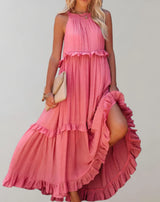 Mireille – Ärmelloses Kleid mit Rüschen – Rosa