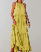 Mireille – Ärmelloses Kleid mit Rüschen – Gelb