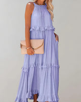 Mireille – Ärmelloses Kleid mit Rüschen – Lila