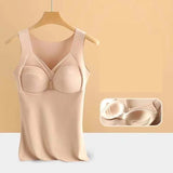 Top Damen mit integriertem Brustpolster – Beige