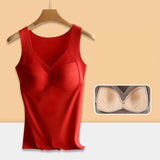 Top Damen mit integriertem Brustpolster – Rot