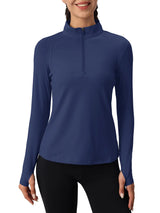 Tervona | Atmungsaktiver Damenpullover mit Viertel Reißverschluss – Marineblau