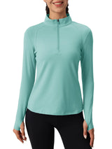 Tervona | Atmungsaktiver Damenpullover mit Viertel Reißverschluss – Turquoise