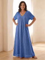 Liora | Midikleid mit V-Ausschnitt – Blau
