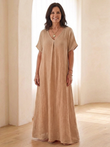Liora | Midikleid mit V-Ausschnitt – Beige