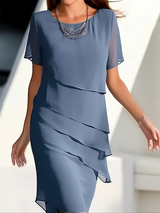 Thema™ – Damen Midi-Kleid mit Eleganten Overlays – Blau