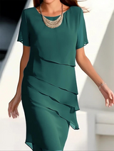 Thema™ – Damen Midi-Kleid mit Eleganten Overlays – Grün