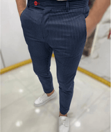 Slim-Fit Casual Herrenhose – Stilvolle Hosen Herren für Komfort und Eleganz – Blau Gestreift