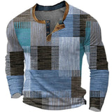 Julian | Modernes Patchwork Henley T-Shirt – Blau