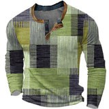 Julian | Modernes Patchwork Henley T-Shirt – Grün